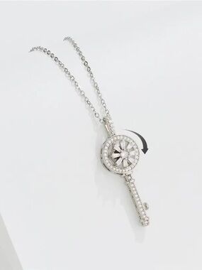 Silver Key Pendant Necklace ROTATING KEY PENDANT NECKLACE ANTI-STRESS